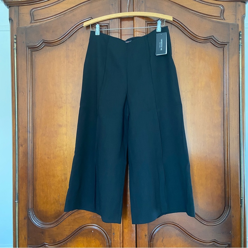 NWT Lafayette 148 Black Wool Culotte Trousers | Size 6
